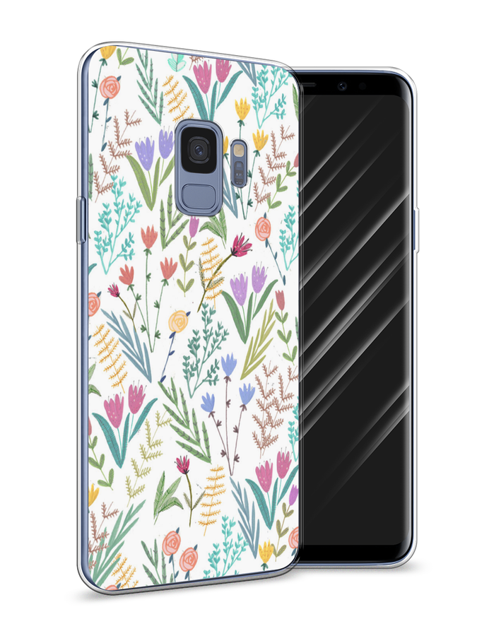 

Чехол Awog на Samsung Galaxy S9 "Полевые цветы рисунок", Белый;зеленый, 25750-8