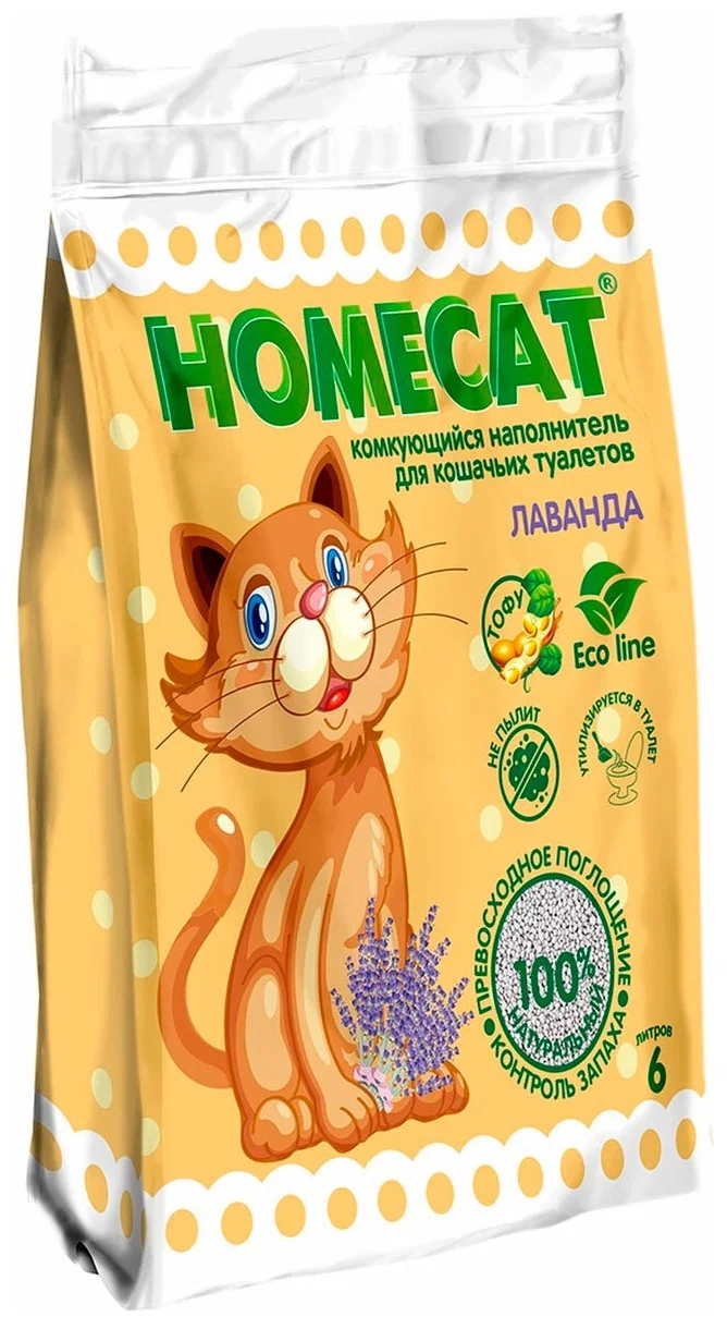 фото Комкующийся наполнитель homecat эколайн кукурузный 6шт по 6л