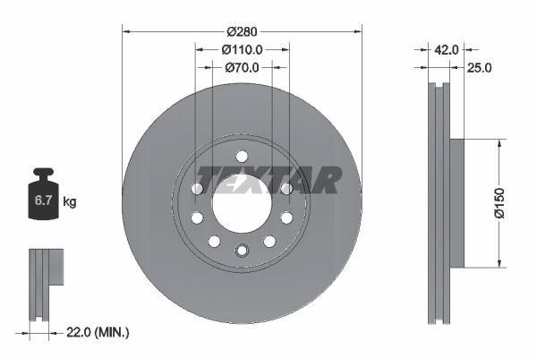 

Диск тормозной TEXTAR 92091903 комплект ASTRA ZAFIRA