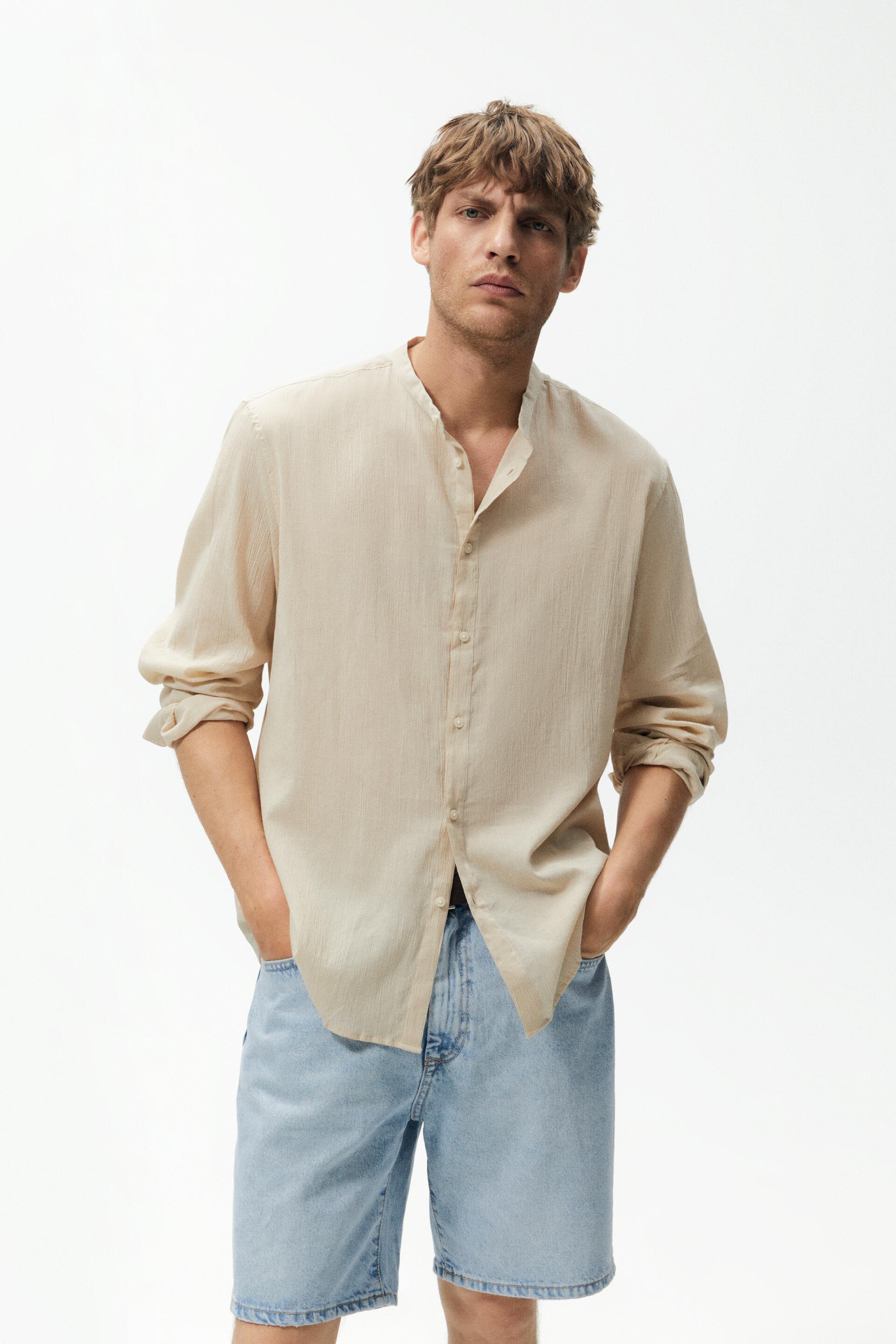 

Рубашка мужская ZARA 06103450 бежевая M (доставка из-за рубежа), 06103450