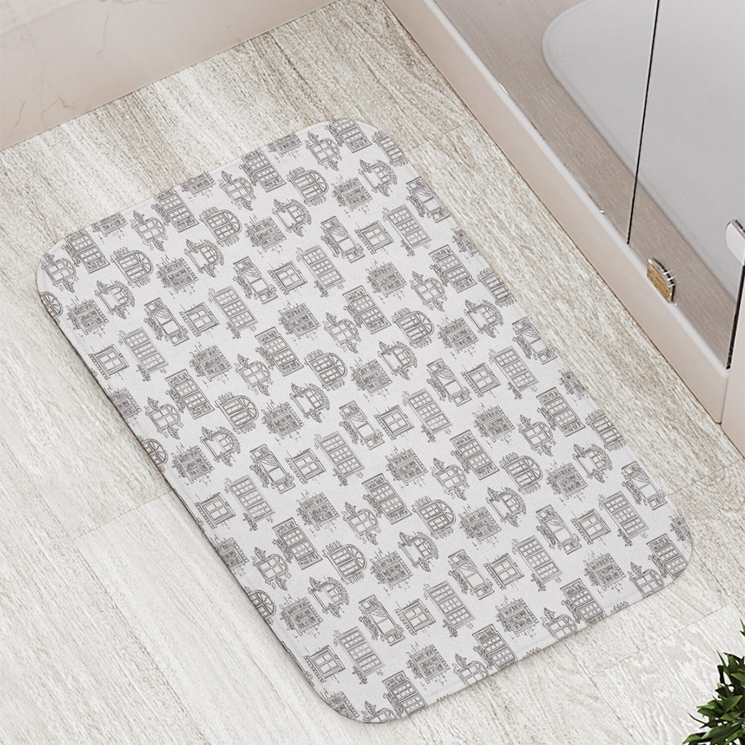 

Коврик противоскользящий JoyArty "Дизайн окон" для ванной сауны бассейна 77х52 см, Дизайн окон