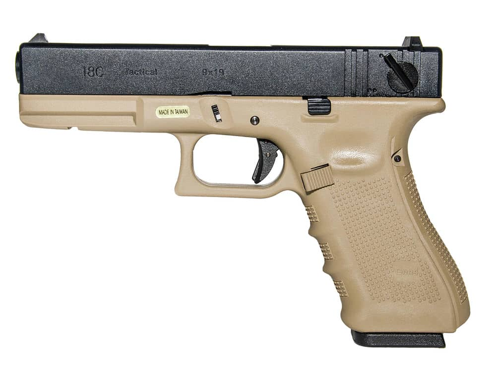 

Страйкбольный пистолет WE Glock 18 gen.4, тан, Коричневый, Glock 18