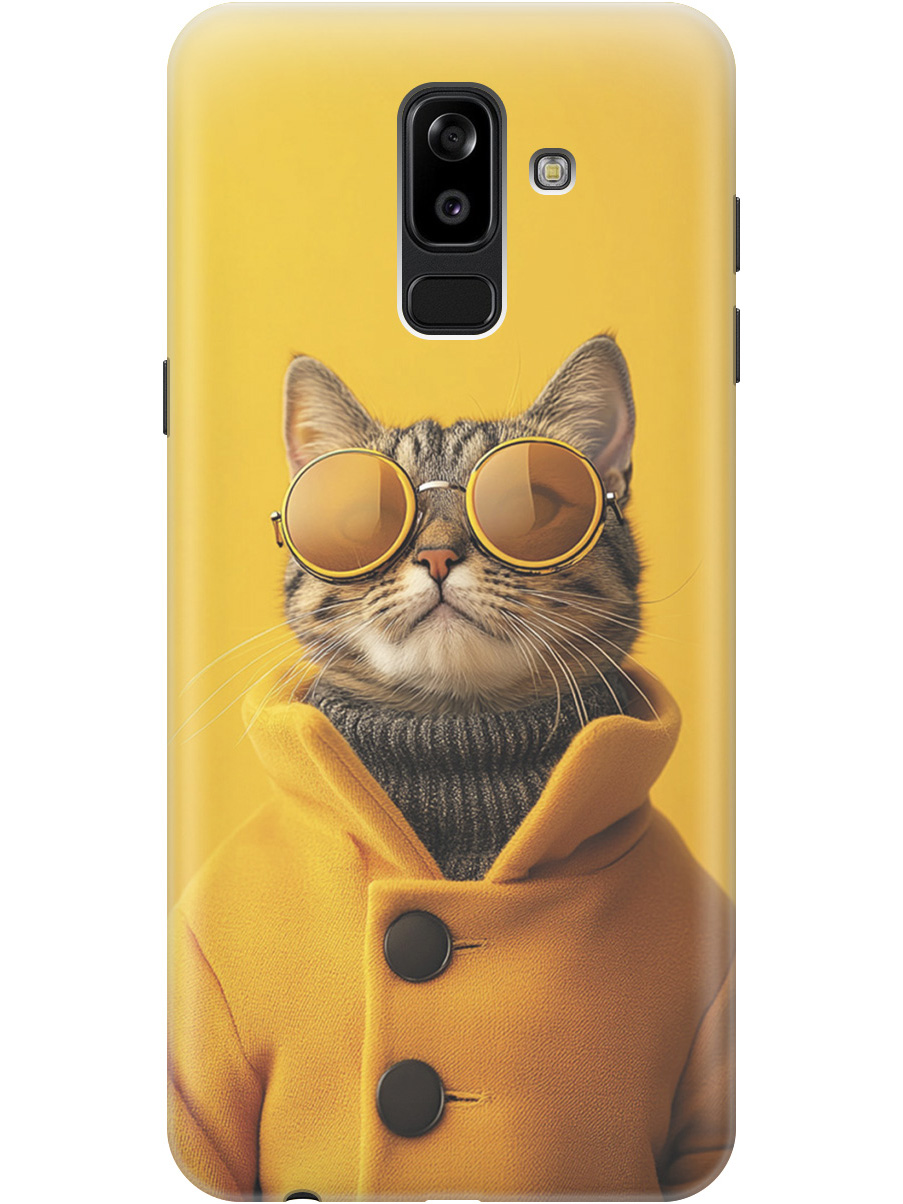 

Силиконовый чехол на Samsung Galaxy J8 с принтом "Котик в желтых очках", Прозрачный;желтый;черный, 718586812