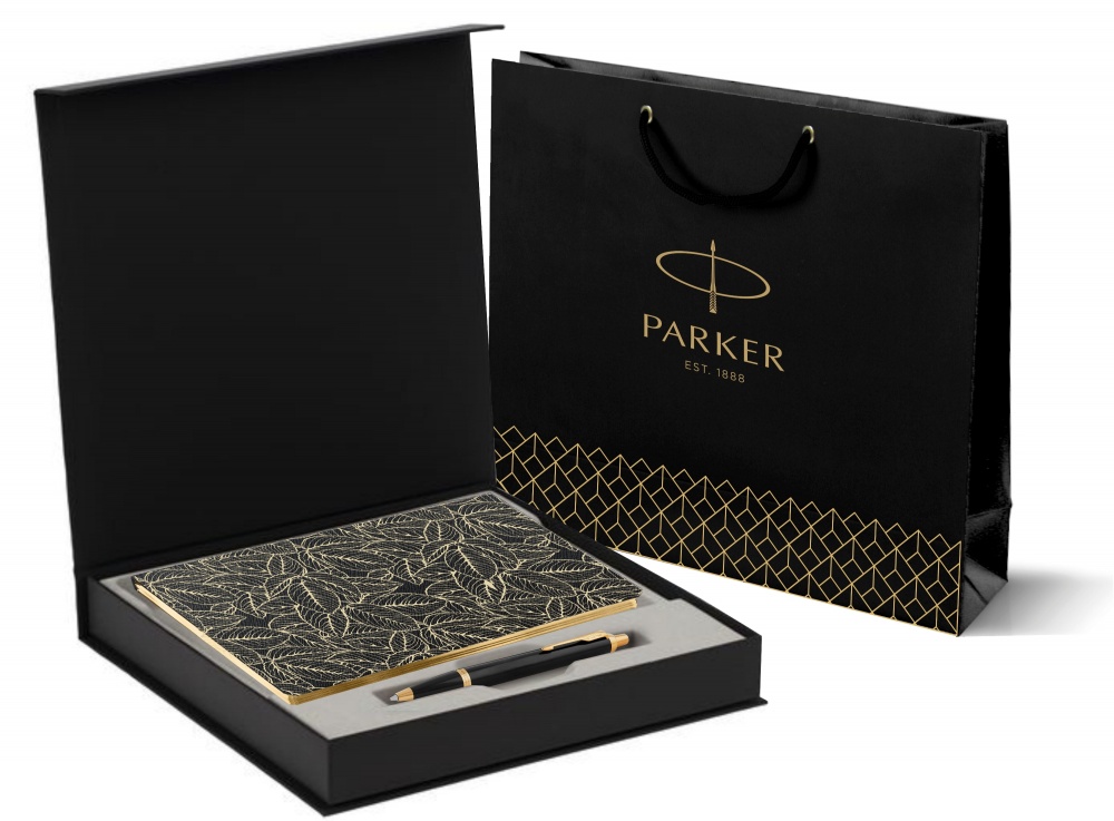 

Подарочный набор: ежедневник черный и шариковая ручка Parker IM Metal Black GT 1931666, Parker IM