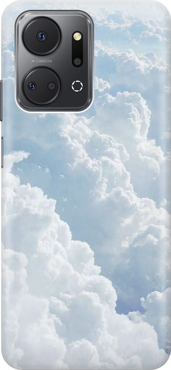 

Силиконовый чехол на Honor X7a с принтом "Кучевые облака", Белый;голубой, 159383