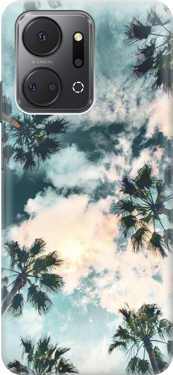 

Силиконовый чехол на Honor X7a с принтом "Отдых под пальмами", Белый;зеленый, 159383