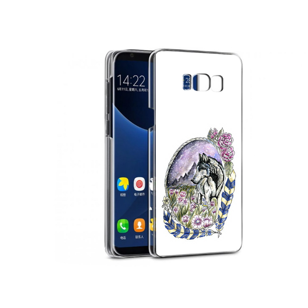 

Чехол MyPads Tocco для Samsung Galaxy S7 нарисованный волк в цветах с перьями, Прозрачный, Tocco