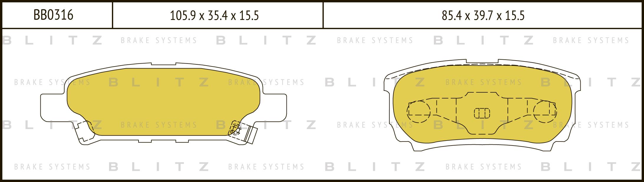 

Тормозные колодки BLITZ дисковые BB0316