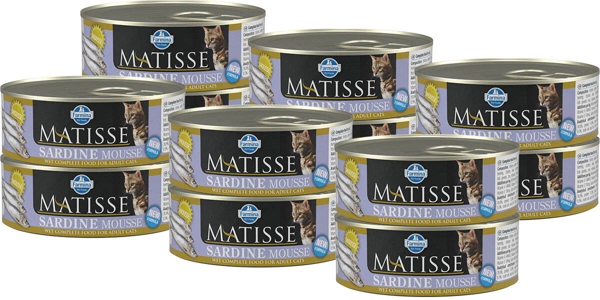 Влажный корм для кошек FARMINA MATISSE MOUSSE SARDINE, мусс с сардинами, 12 шт по 85 г