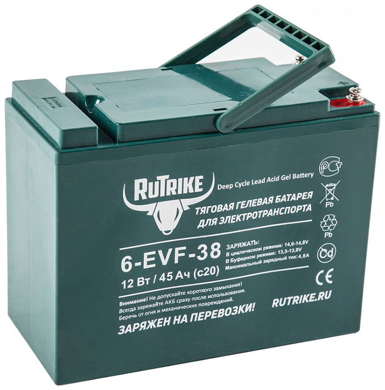 Тяговый гелевый аккумулятор Rutrike 6-EVF-38 (12V38A/H C3) тяговый аккумулятор rutrike