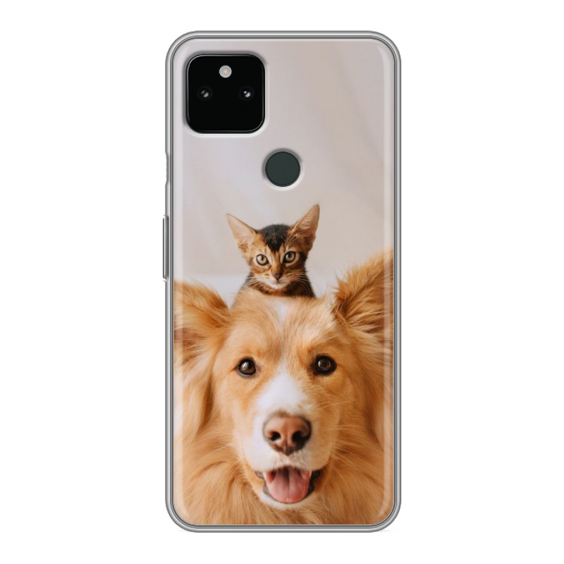 фото Дизайнерский силиконовый чехол для google pixel 5a 5g собака и котенок 100gadgets
