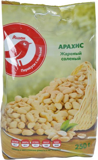 

Арахис АШАН Красная птица жареный соленый 250 г