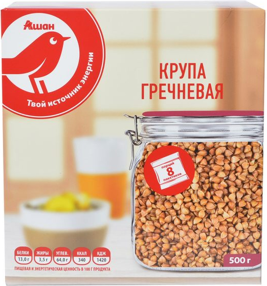 

Крупа гречневая АШАН Красная птица в пакетах 500 г