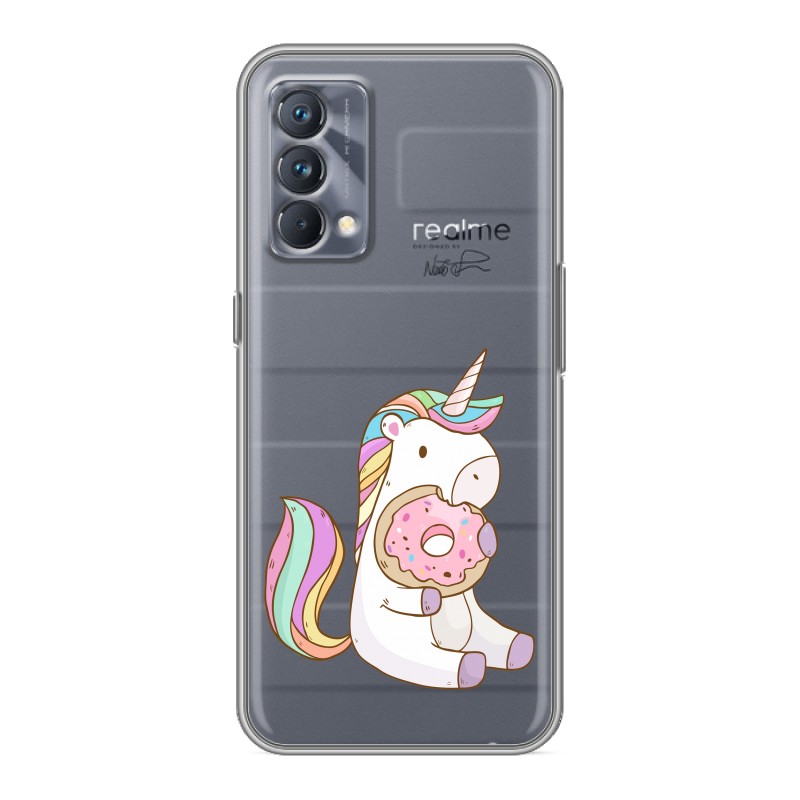 

Полупрозрачный силиконовый чехол для Realme GT Master Edition Единорог и пончик