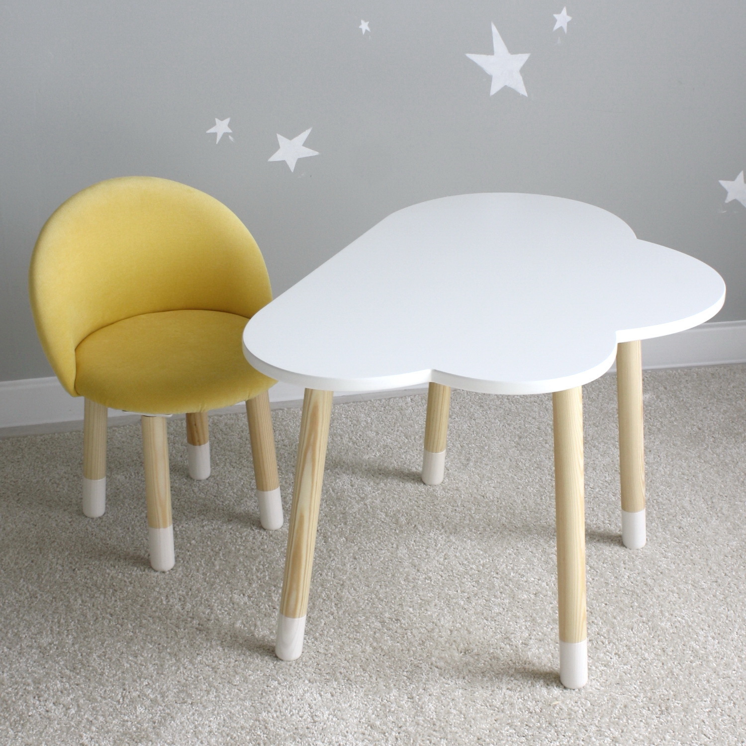 Комплект детской мебели DIMDOM kids Облако белый + Мягкий стульчик Желтый