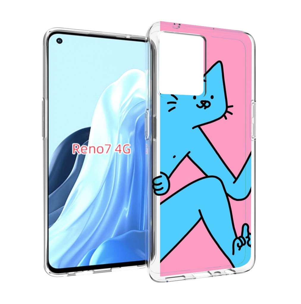 

Чехол MyPads голубой кот в дверце для OPPO RENO 7 4G, Прозрачный, Tocco