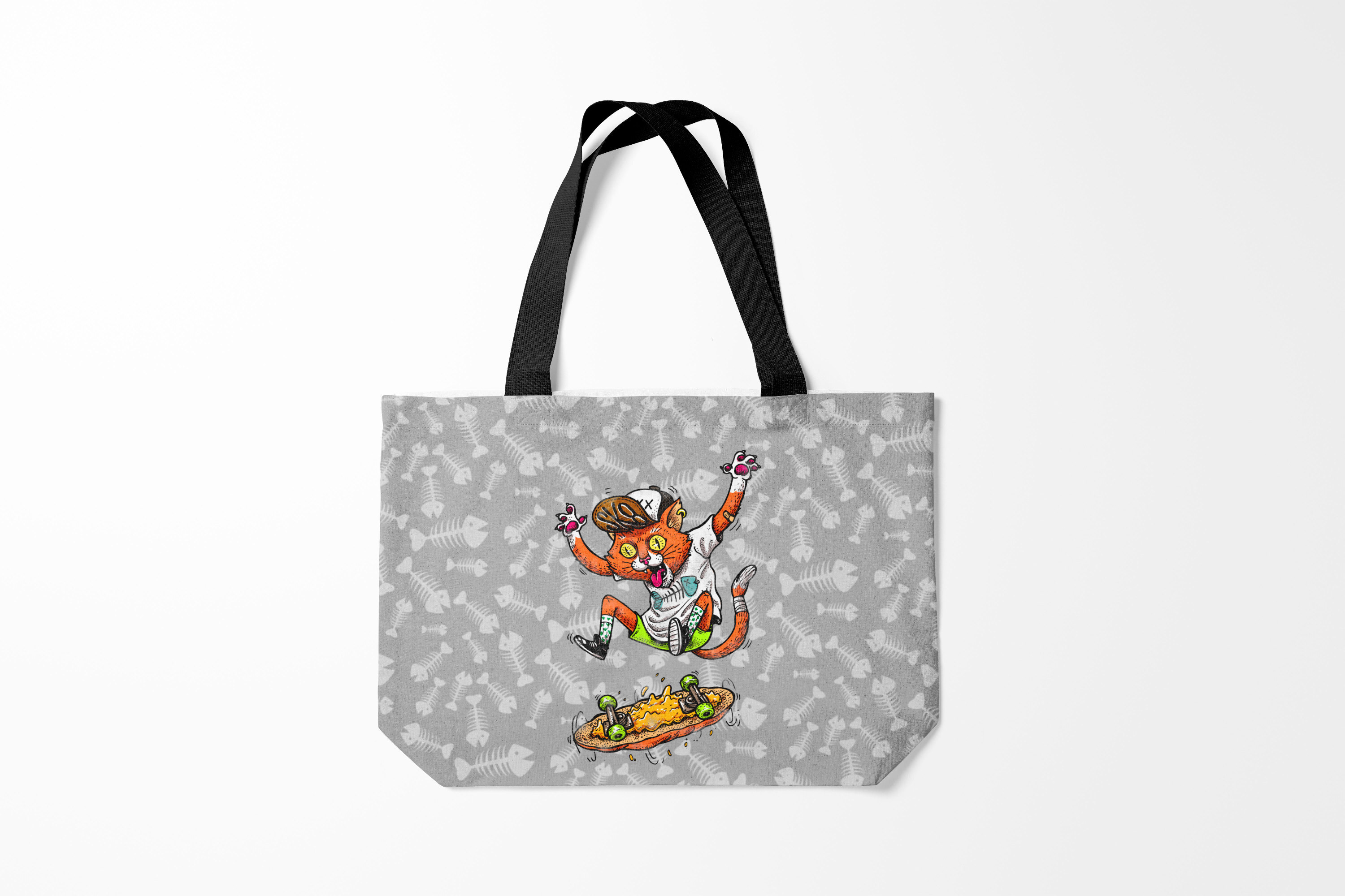 

Сумка шoппер унисекс Burnettie Экстремальный спорт SK8CAT, серый, Экстремальный спорт SK8CAT