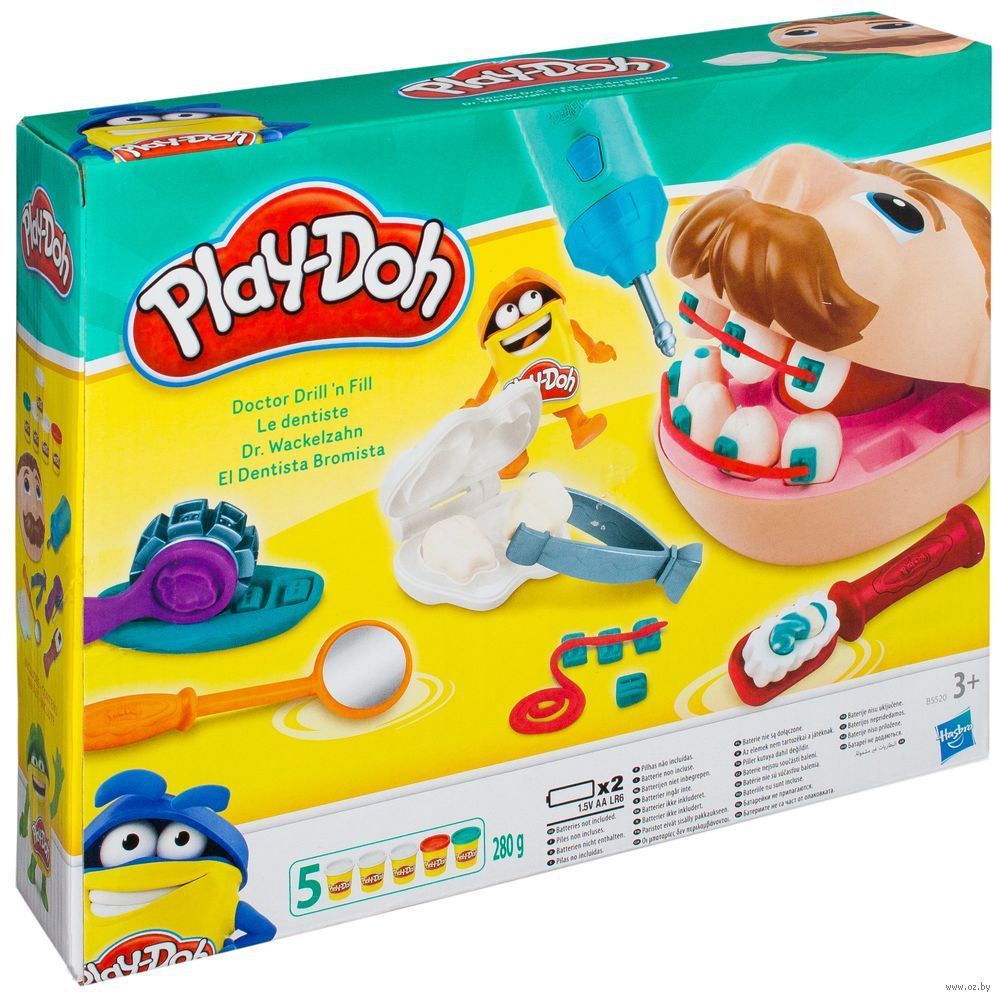 

Игровой набор для лепки Play-doh Мистер Зубастик Стоматолог с пластилином, Разноцветный