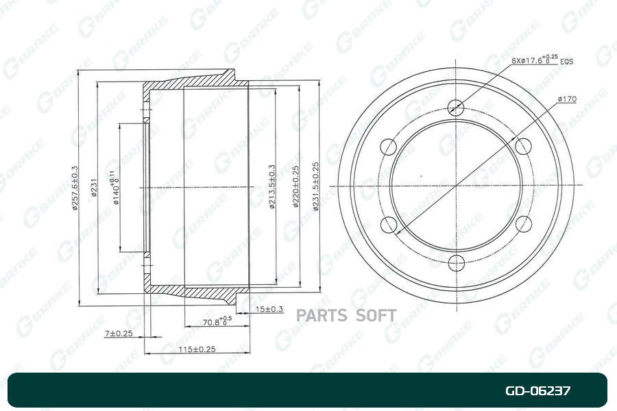 

Тормозной барабан GBRAKE GD06237