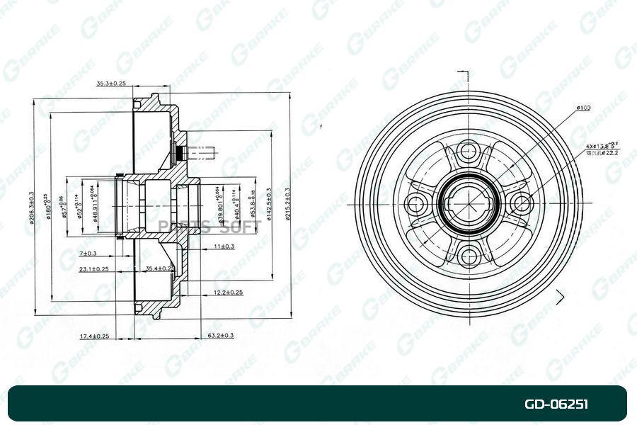 Тормозной барабан GBRAKE GD06251