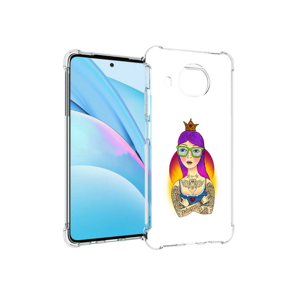 

Чехол MyPads Tocco для Xiaomi Mi 10T Lite девушка в татуировках с короной, Прозрачный, Tocco