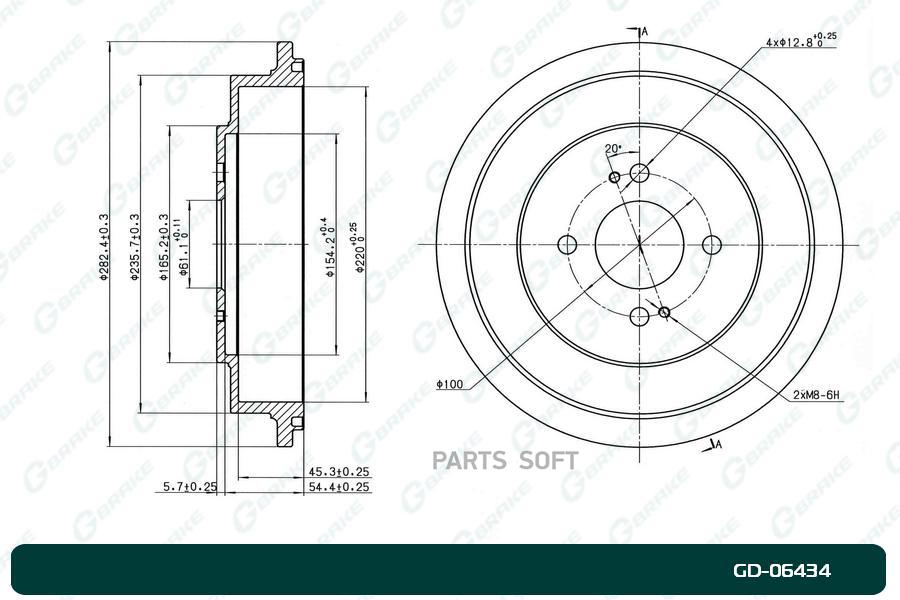 Тормозной барабан GBRAKE GD06434