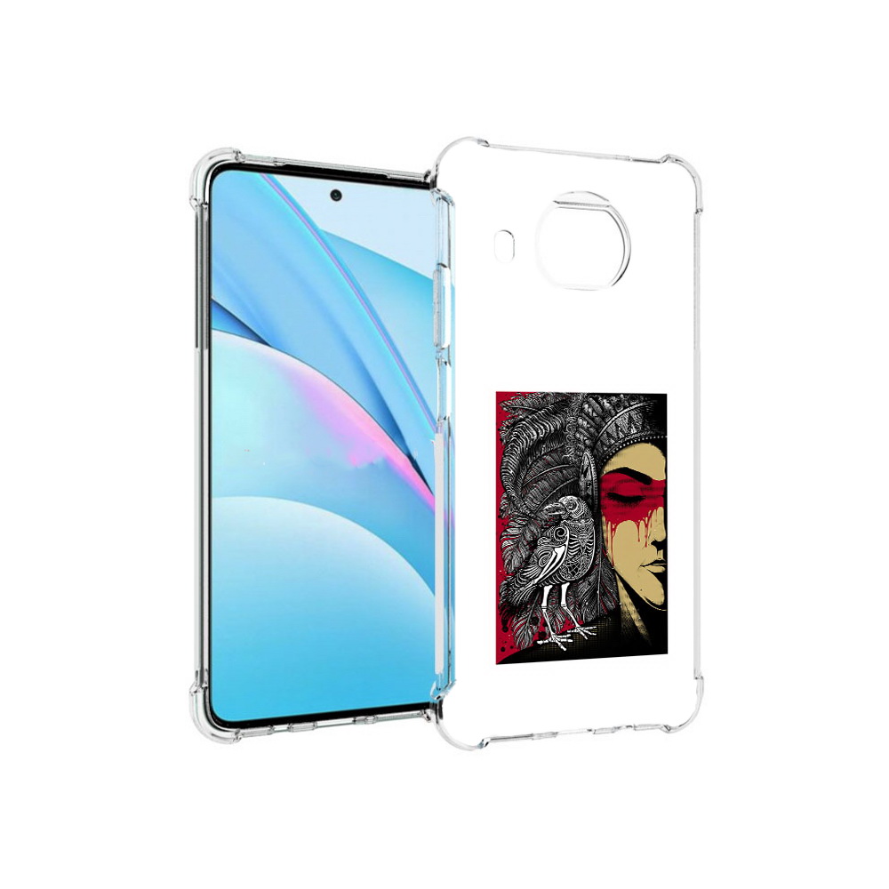 

Чехол MyPads Tocco для Xiaomi Mi 10T Lite девушка с вороном в абстракции, Прозрачный, Tocco
