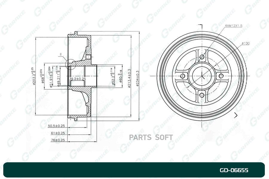 Тормозной барабан GBRAKE GD06655