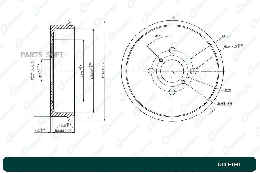 Тормозной барабан GBRAKE GD61131