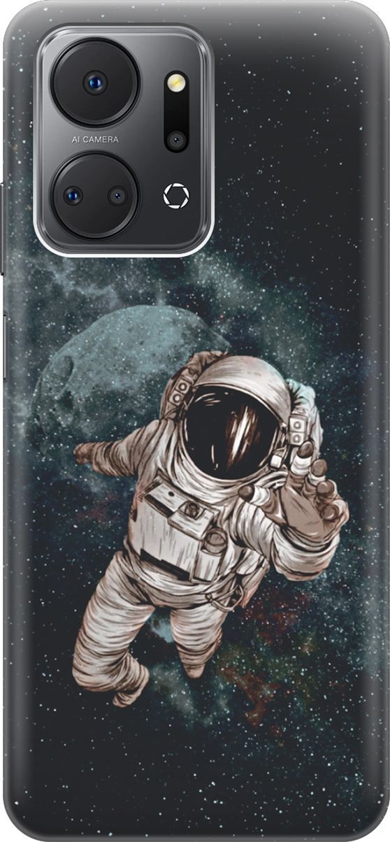 

Силиконовый чехол на Honor X7a с принтом "Космонавт", Белый;серый, 159384