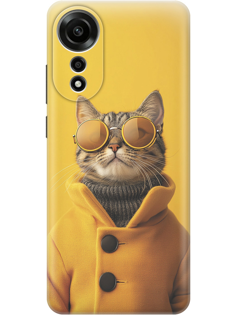 

Силиконовый чехол на Oppo A78 4G с принтом "Котик в желтых очках", Прозрачный;желтый;черный, 782630012