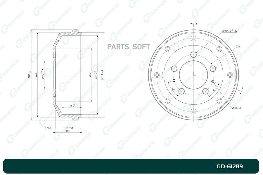 

Тормозной барабан GBRAKE GD61289