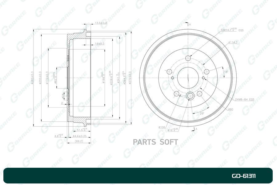 

Тормозной барабан GBRAKE GD61311