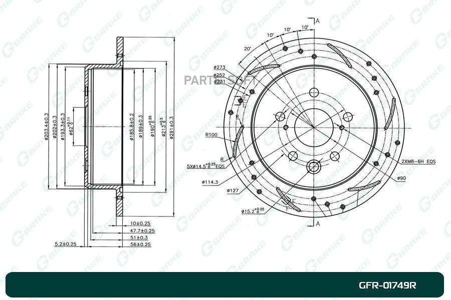 

Тормозной диск GBRAKE перфорированный правый GFR01749R