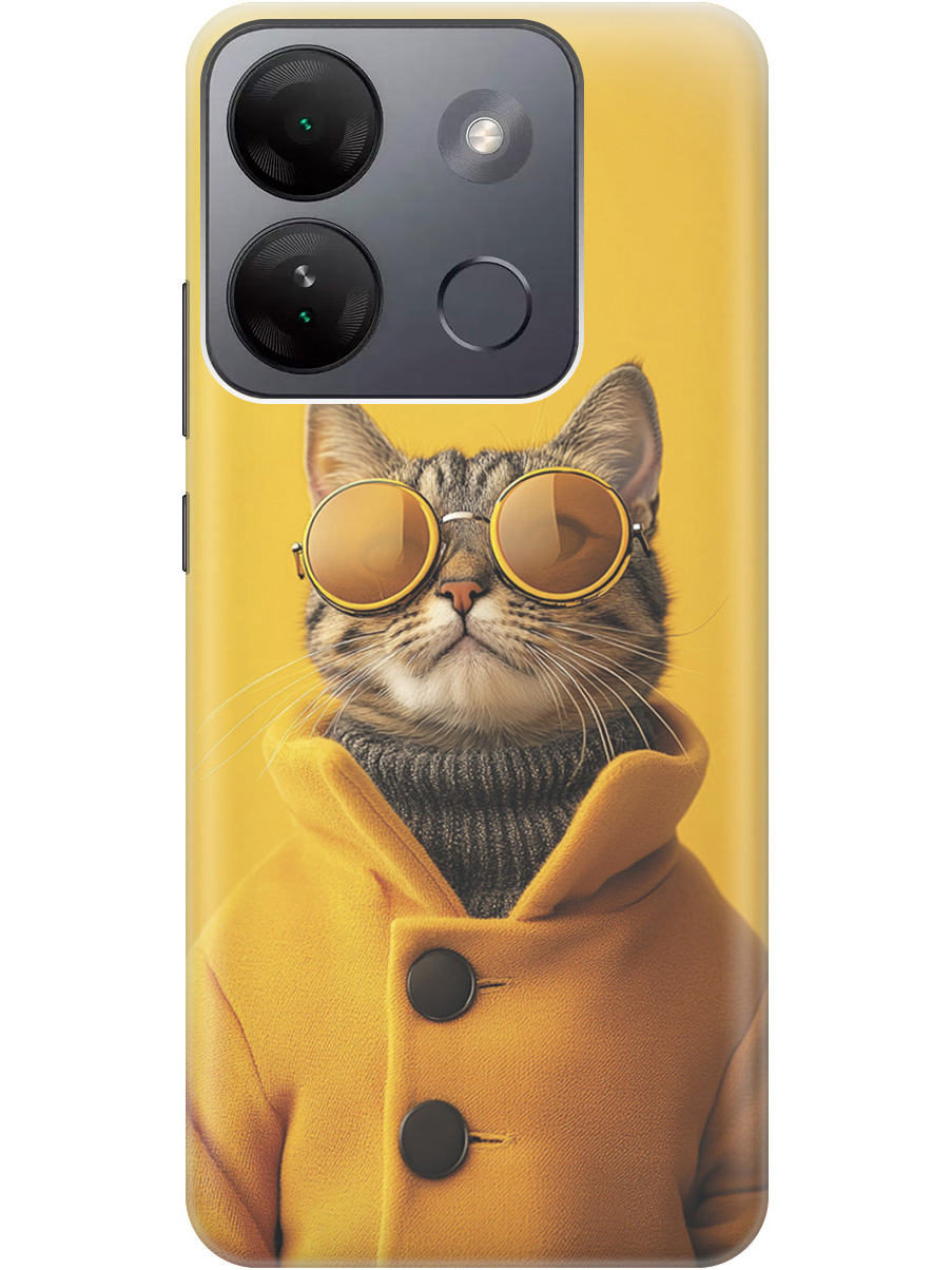 

Силиконовый чехол на Infinix Smart 7 HD с принтом "Котик в желтых очках", Прозрачный;желтый;черный, 769392012