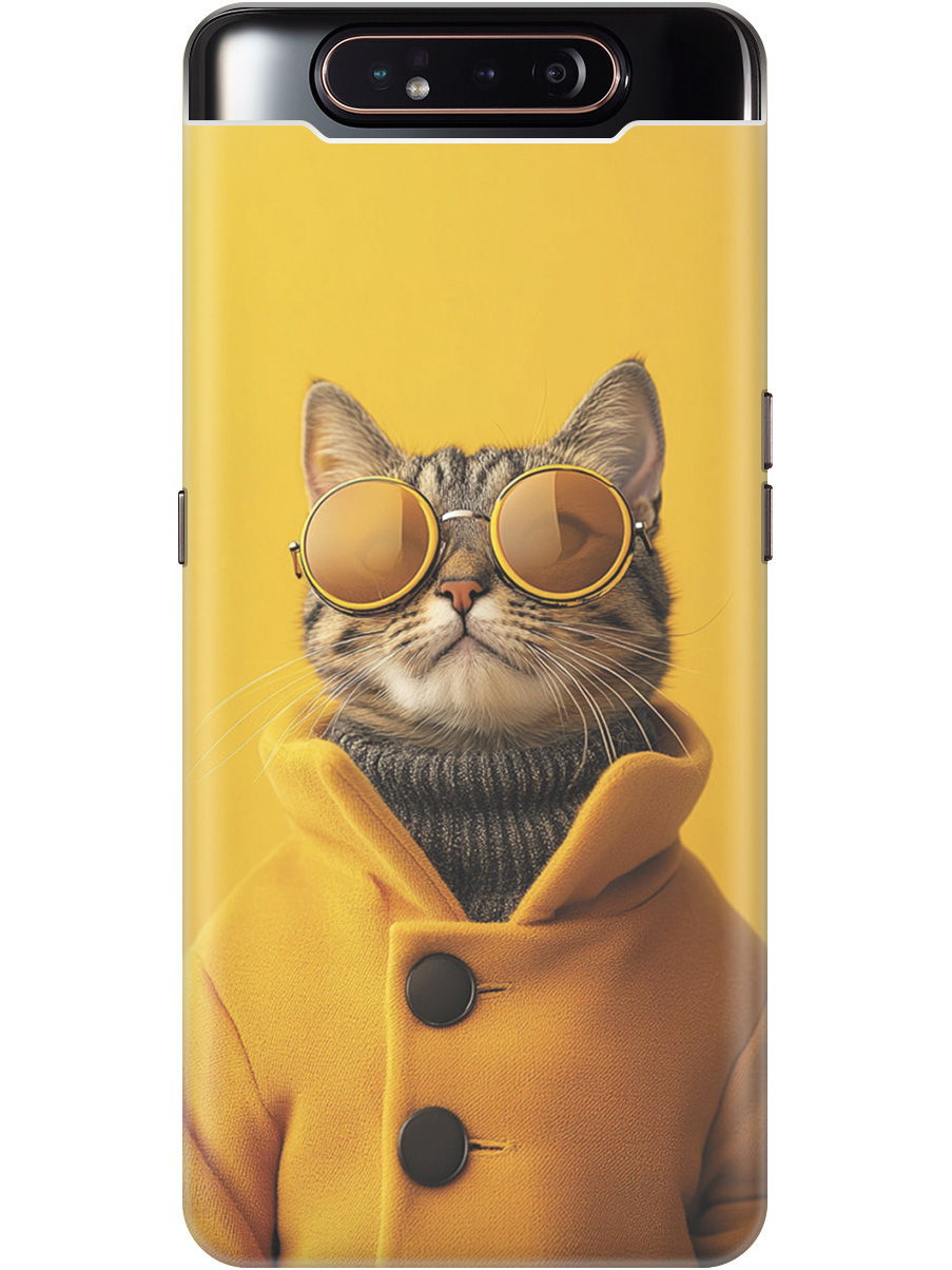 

Силиконовый чехол на Samsung Galaxy A80 / A90 с принтом "Котик в желтых очках", Прозрачный;желтый;черный, 721421512