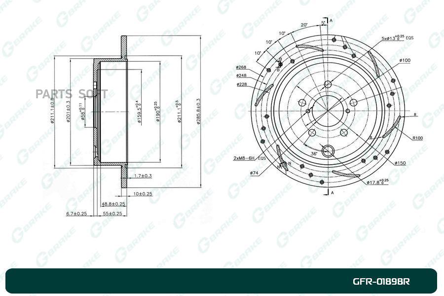 

Тормозной диск GBRAKE перфорированный правый GFR01898R