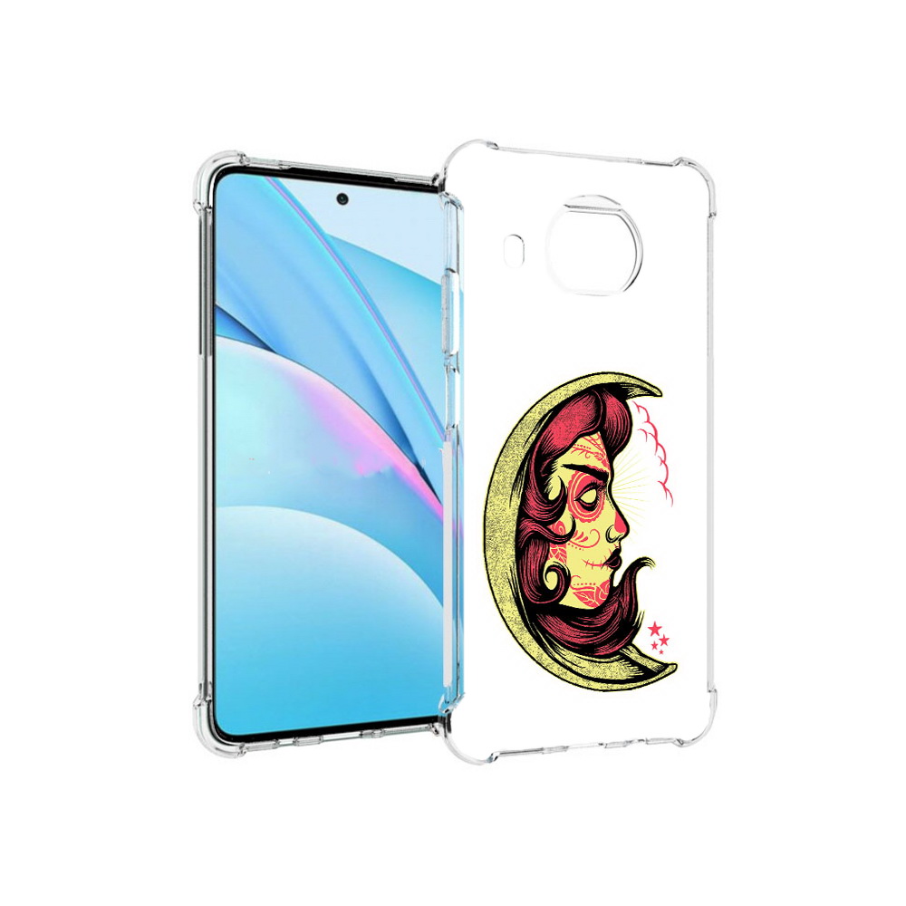 

Чехол MyPads Tocco для Xiaomi Mi 10T Lite желтый полумесяц с лицом девушки, Прозрачный, Tocco