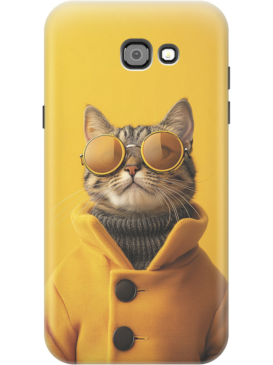 

Силиконовый чехол на Samsung Galaxy A7 (2017) с принтом "Котик в желтых очках", 713352412