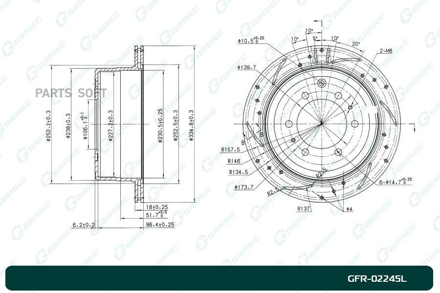 

Тормозной диск GBRAKE перфорированный вентилируемый левый GFR02245L