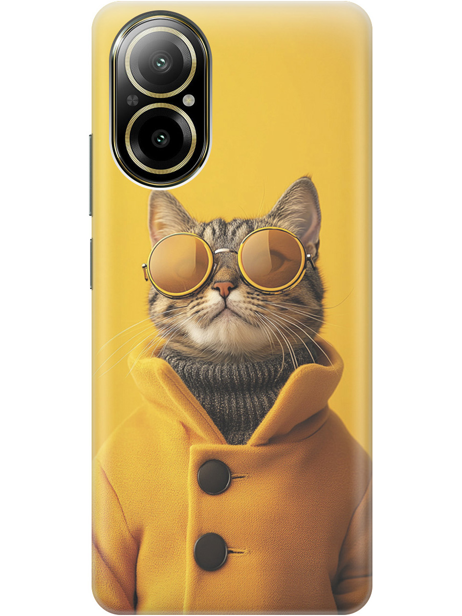 

Силиконовый чехол на Realme C67 с принтом "Котик в желтых очках", Прозрачный;желтый;черный, 780484612