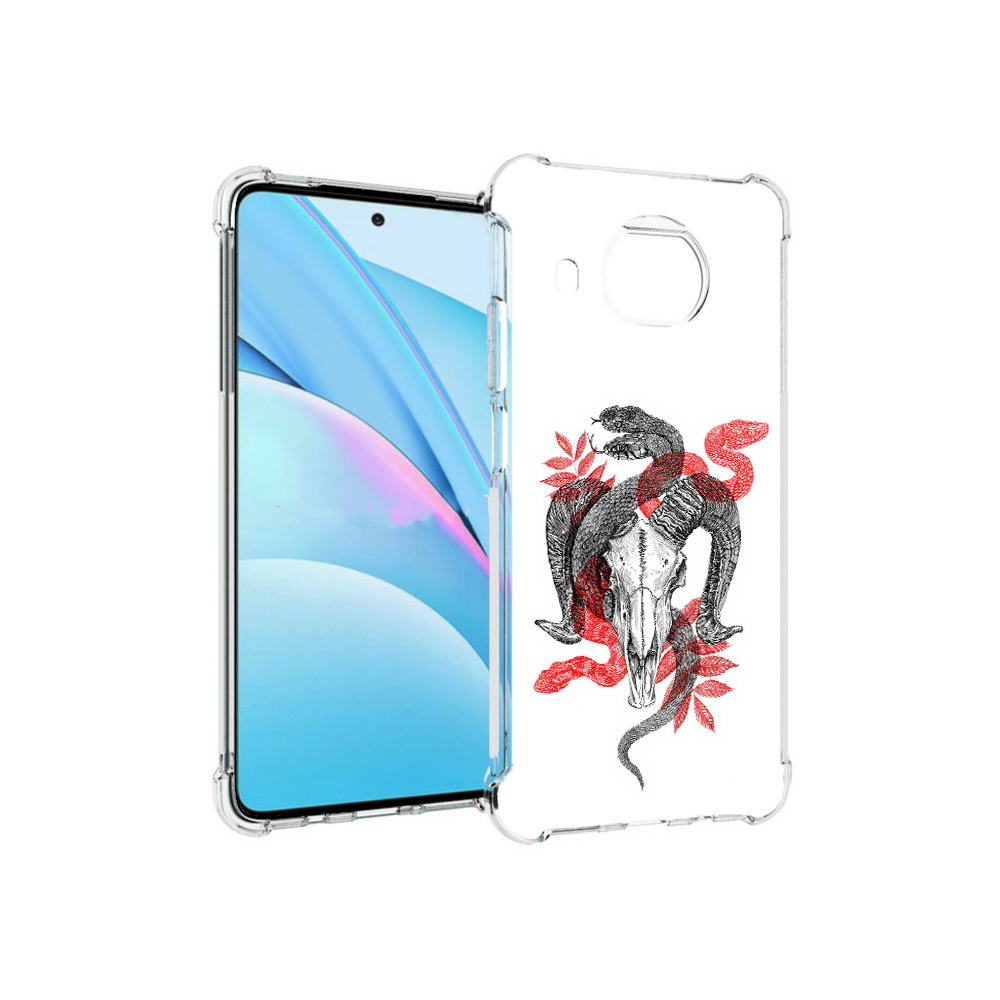 

Чехол MyPads Tocco для Xiaomi Mi 10T Lite змея в черепе рисунок (PT154732.269.365), Прозрачный, Tocco