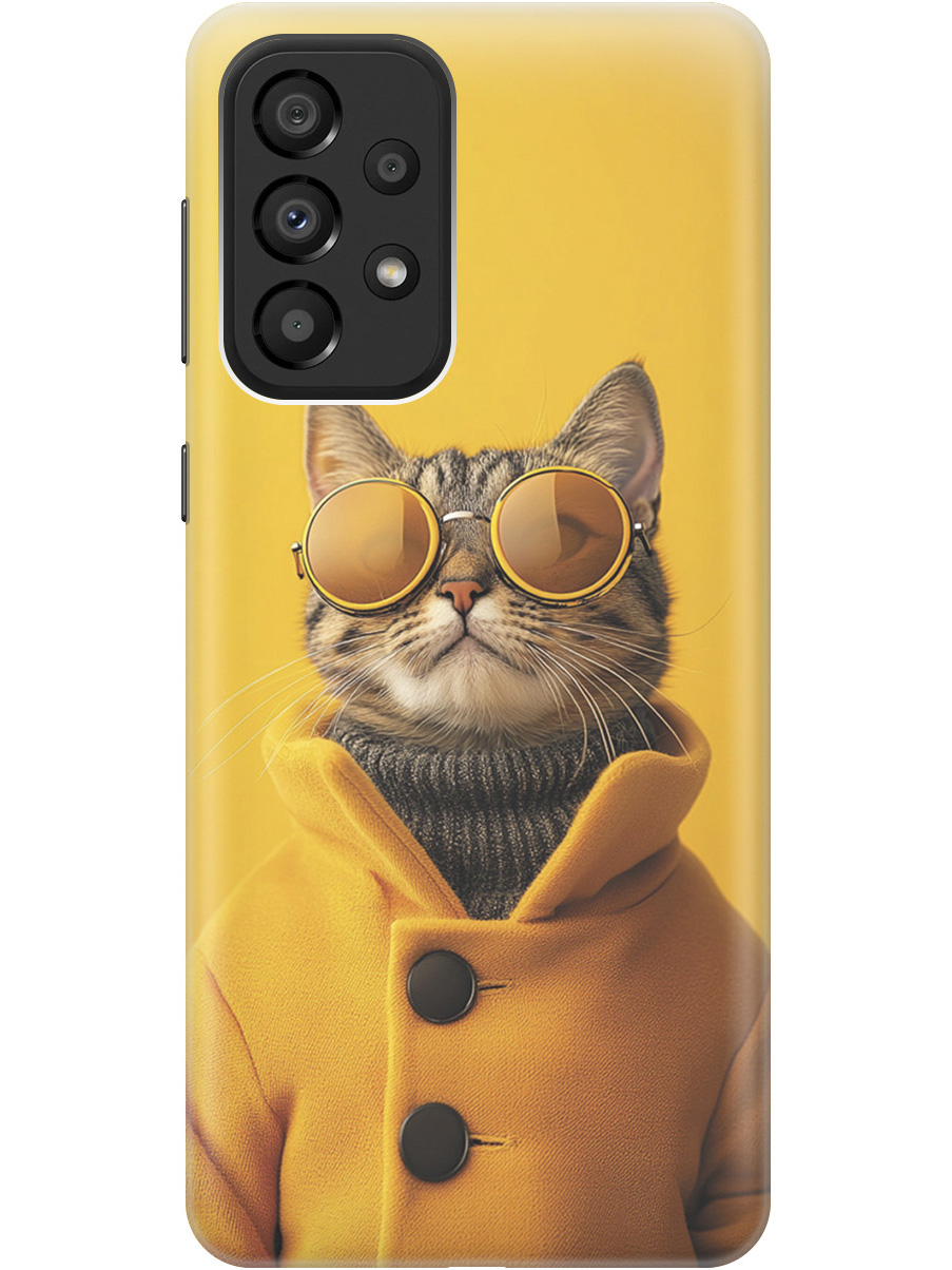 

Силиконовый чехол на Samsung Galaxy A33 5G с принтом "Котик в желтых очках", Прозрачный;желтый;черный, 740132912