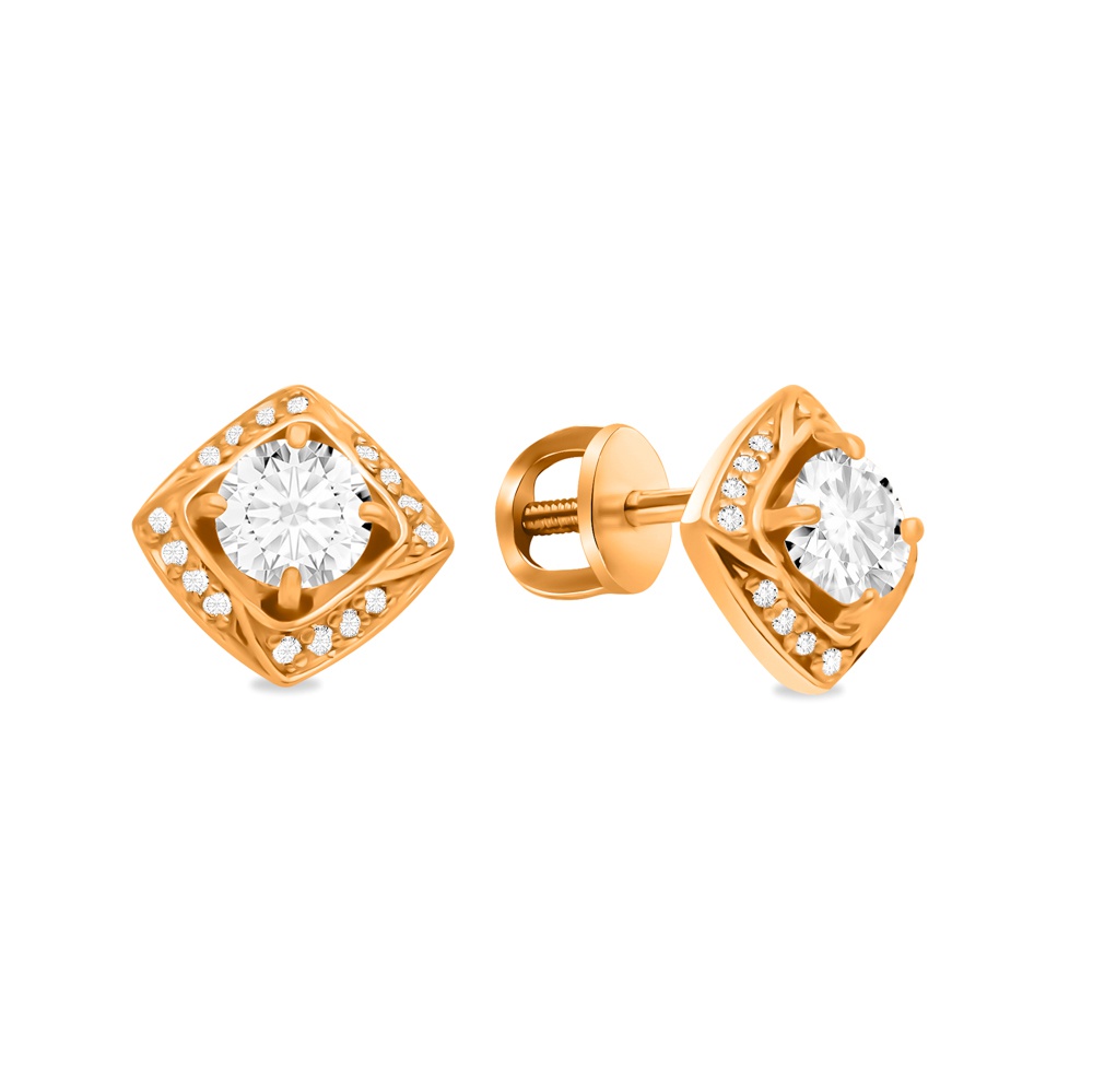 

Серьги пусеты из серебра 585Gold 702010337, фианит, 702010337