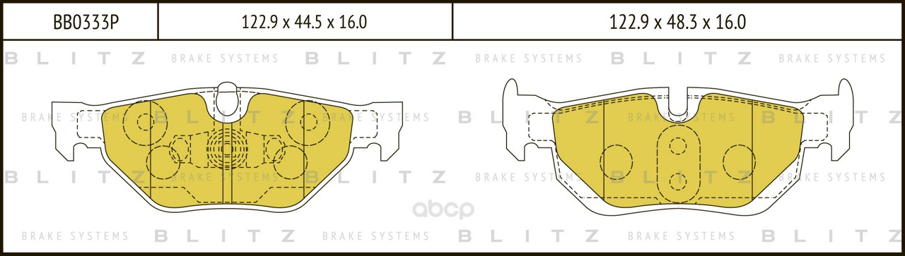 Тормозные колодки BLITZ задние дисковые BB0333P 100056981603