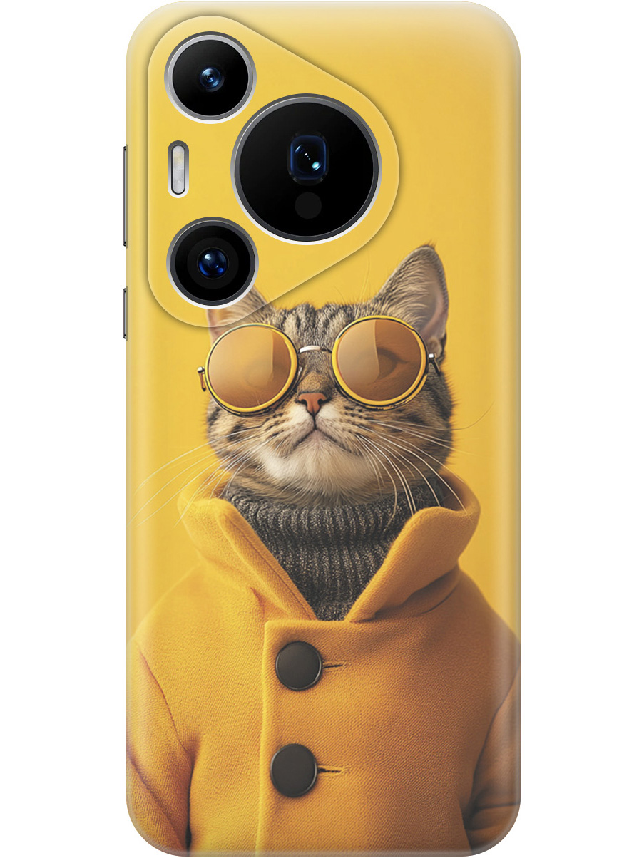 

Силиконовый чехол на Huawei Pura 70 Pro / 70 Pro+ с принтом "Котик в желтых очках", Прозрачный;желтый;черный, 782625212