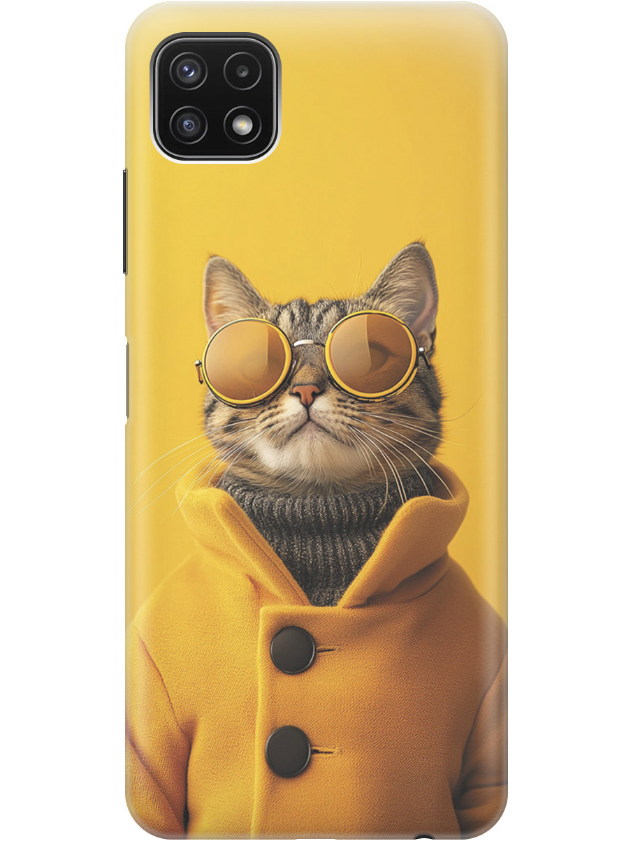 

Силиконовый чехол на Samsung Galaxy A22s 5G с принтом "Котик в желтых очках", Прозрачный;желтый;черный, 734082012