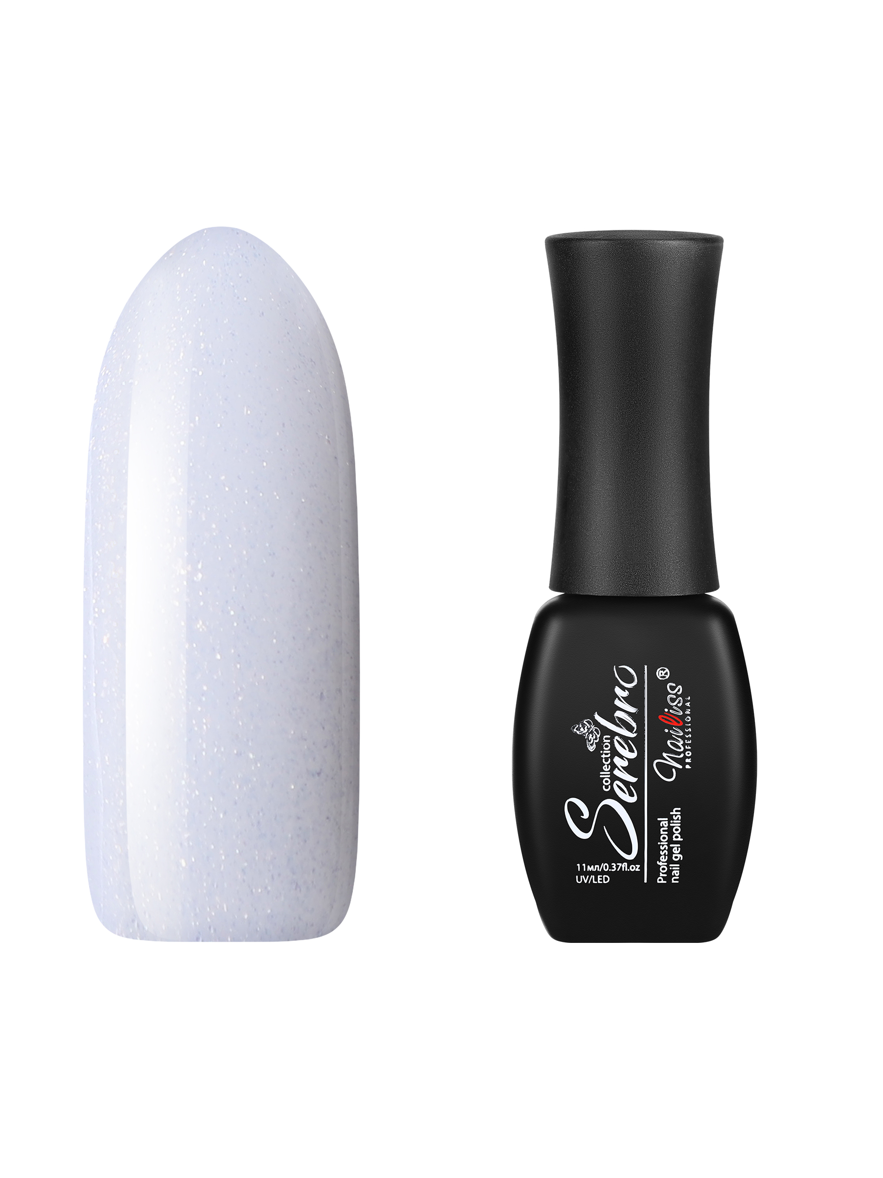 Гель-лак для ногтей Serebro с блестками, гипоаллергенный, плотный, насыщенный белый, 11 мл для одежды плотный доляна 60×90×30 см peva белый