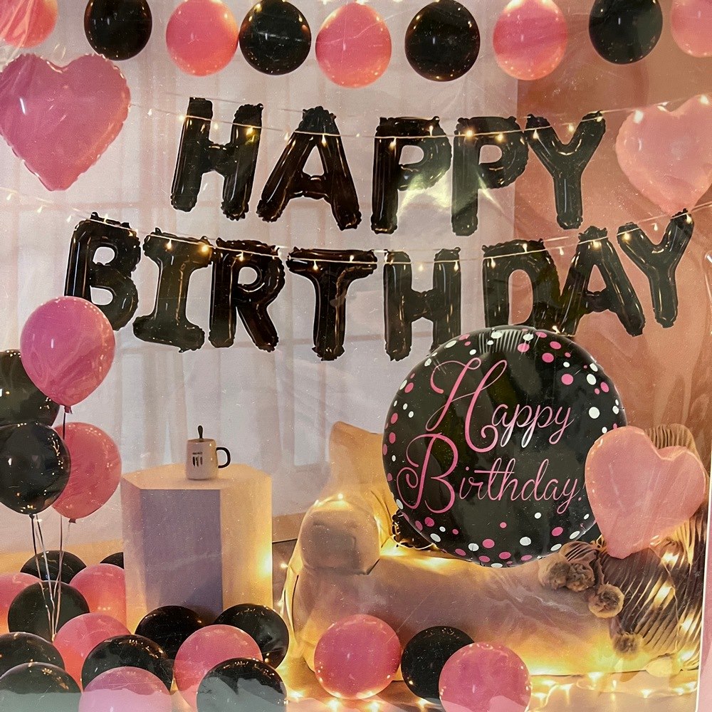 Набор фольгированных и латексных шаров Фотозона Happy Birthday розовый