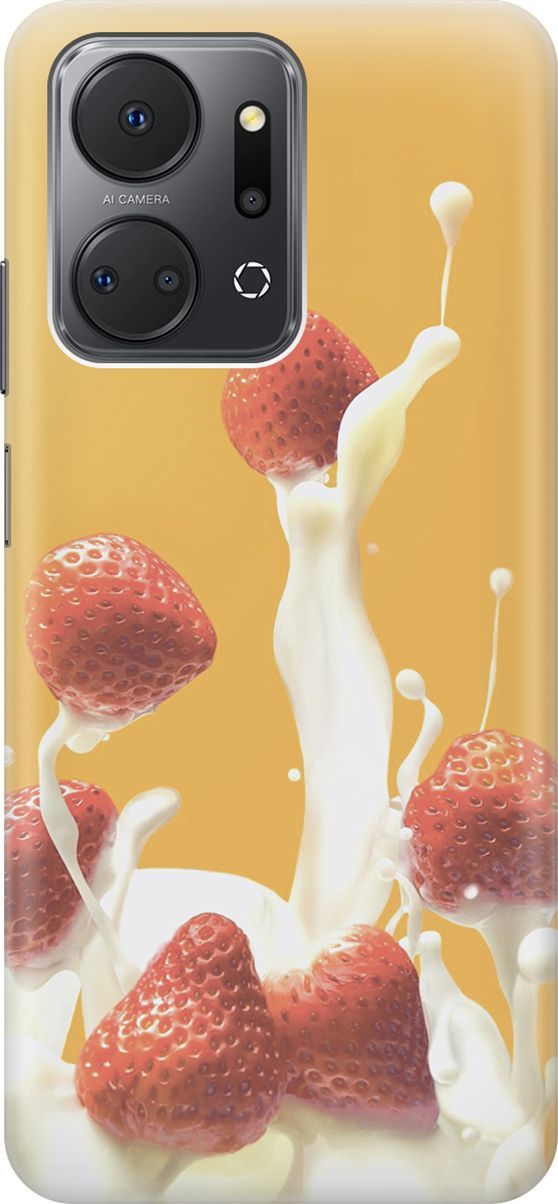

Силиконовый чехол на Honor X7a с принтом "Клубника и сливки", Белый;желтый, 159381